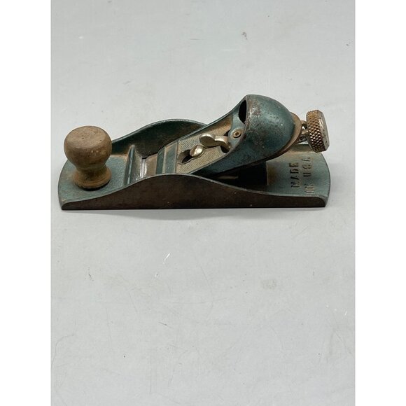 vintage plane 6.5x2" made in USA adjustable blue front knob coming off READ - Picture 3 of 7